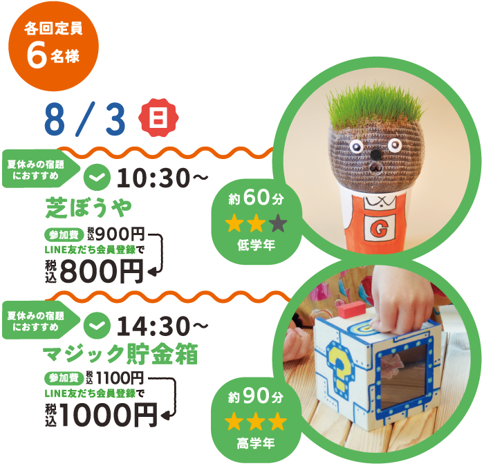 8月3日（日）のイベント